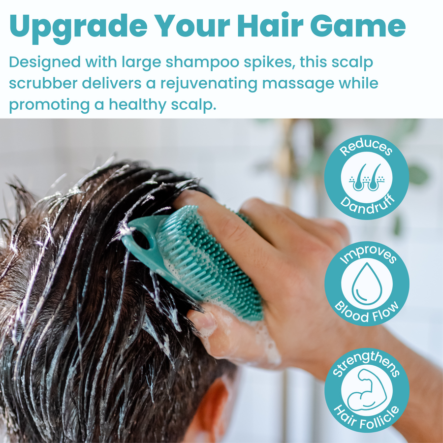 Upgrade your scrub-dub™ hair game with the Scalp and Body Scrubber - Tahiti Teal, a revolutionary body scrubber designed to enhance your haircare routine.