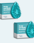 The Scrub-dub® Scalp and Body Scrubber by Scrub-dub® comes in a set of two teal scrubbers with playful packaging that reads: "Scalp and Body Scrubber - You're breaking up with me?! - Your Looffa." Featuring exfoliating bristles, these scrubbers provide a refreshing head-to-toe wash.