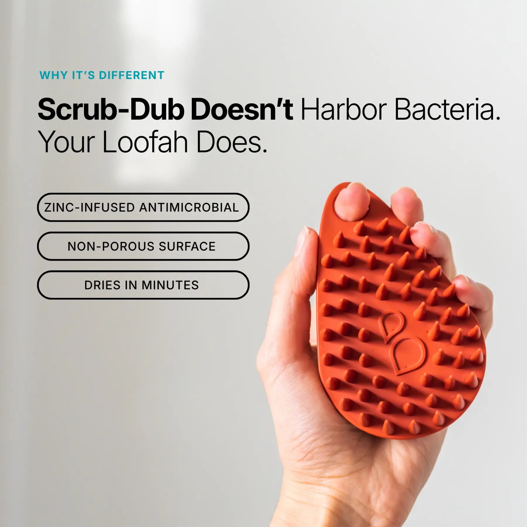 Scrub-Dub® scalp scrubber, antimicrobial tool designed to reduce bacterial growth and enhance scalp health.